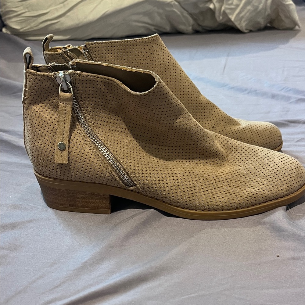 Perforated Tan Ankle Boots